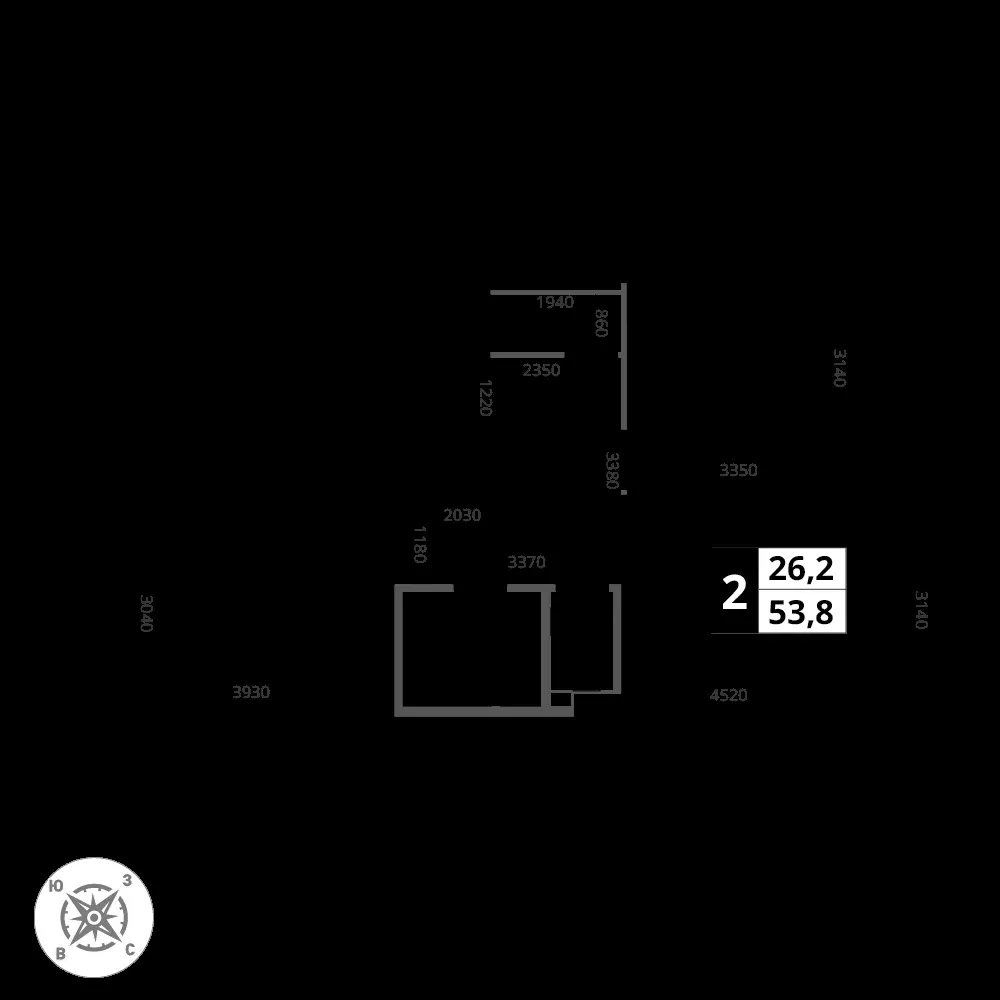 2-комнатная, 53,8 м² — 16 930 860 ₽