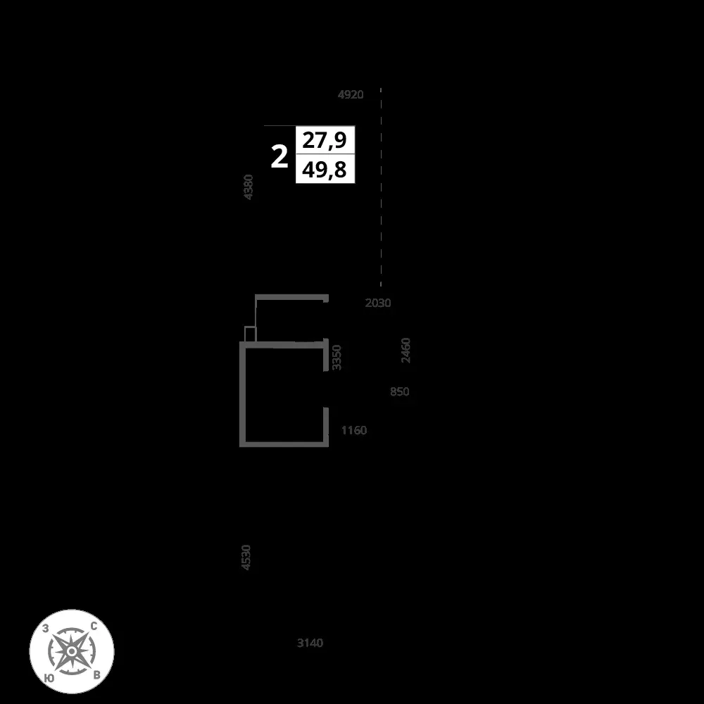2-комнатная, 49,8 м² — 14 864 478 ₽