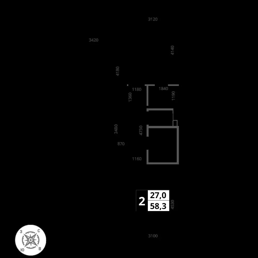 2-комнатная, 58,3 м² — 18 726 864 ₽