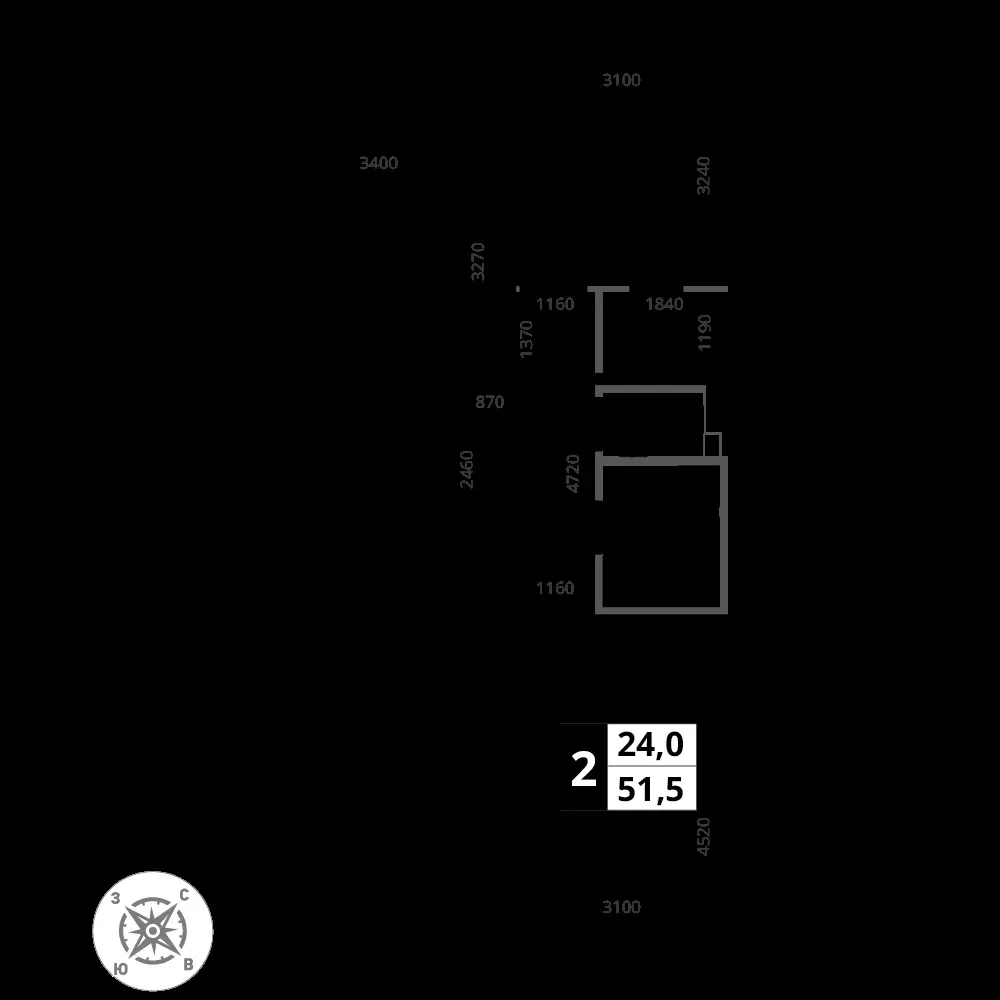 2-комнатная, 51,5 м² — 17 274 439 ₽