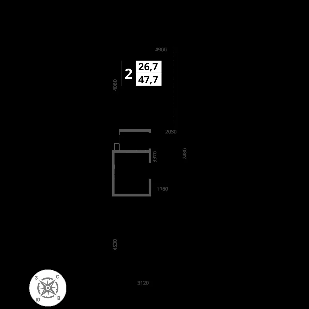 2-комнатная, 47,7 м² — 16 719 303 ₽