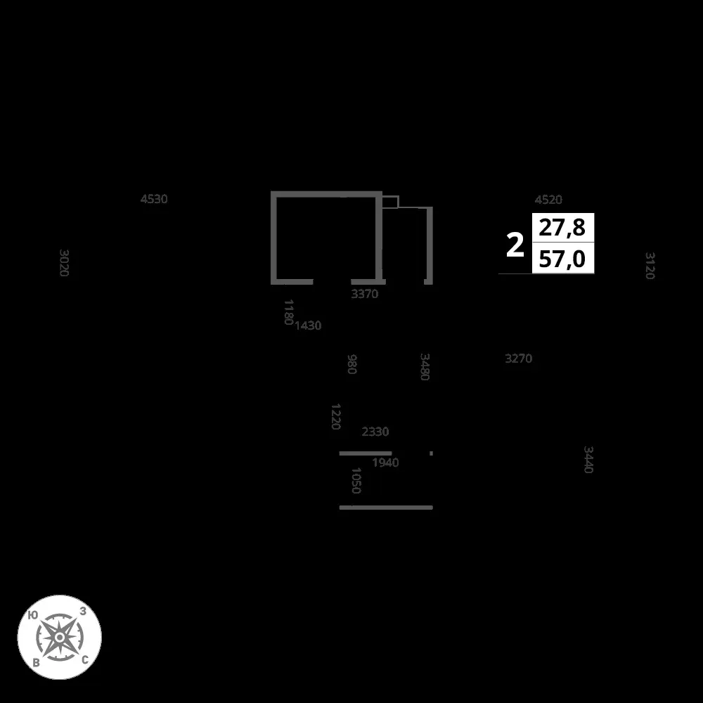 2-комнатная, 57 м² — 17 077 200 ₽