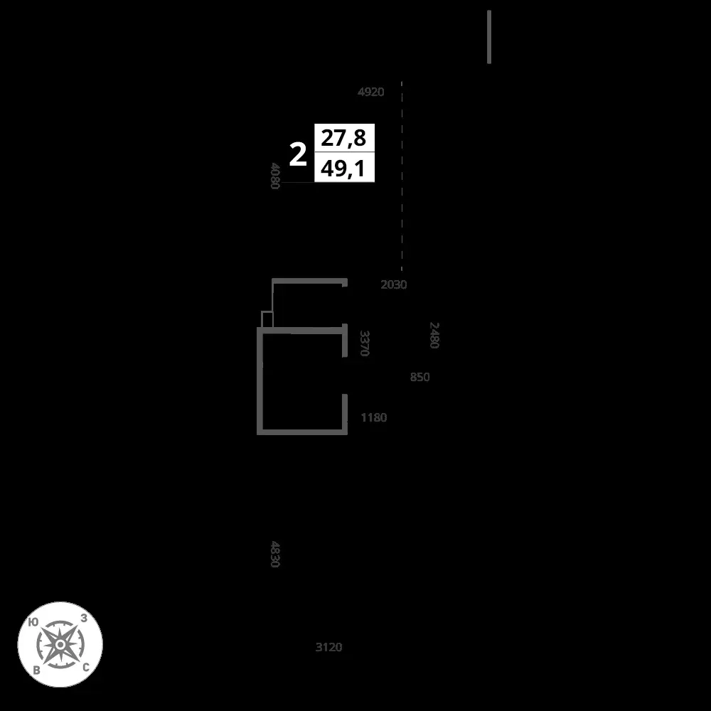 2-комнатная, 49,1 м² — 14 507 135 ₽