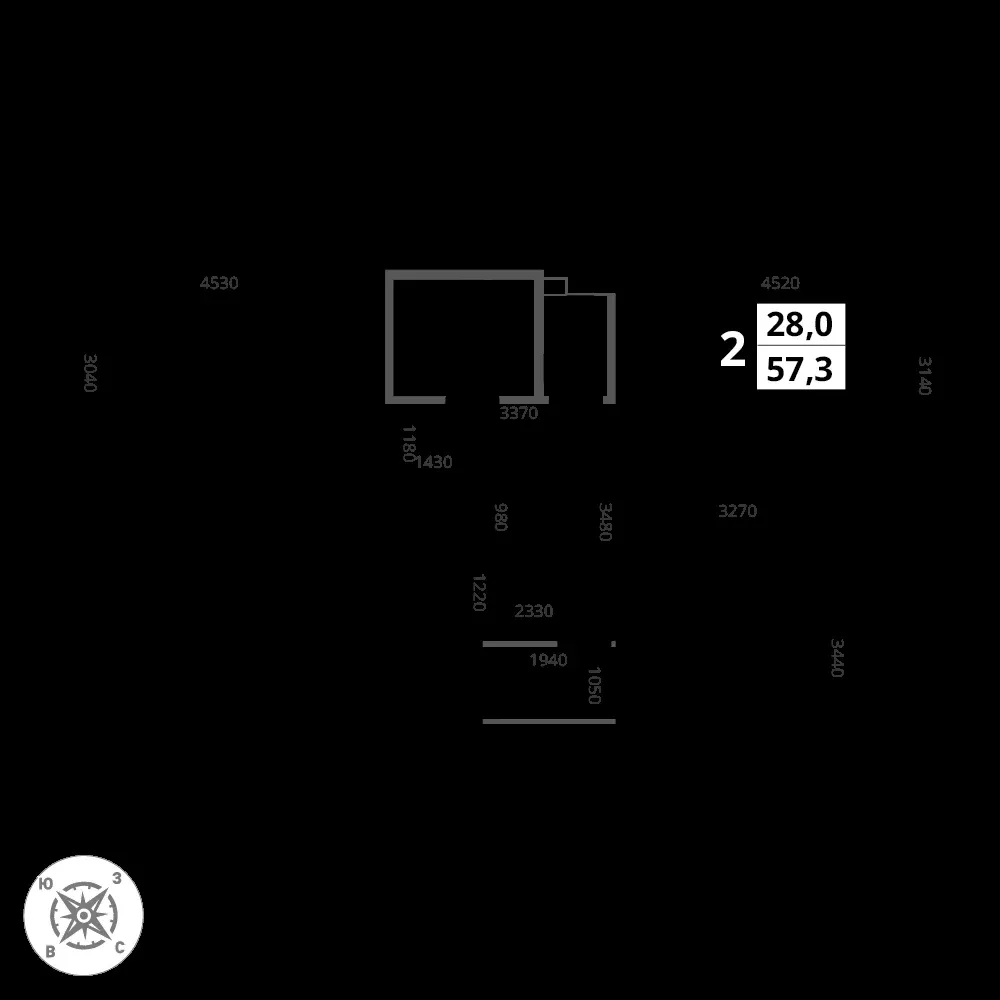 2-комнатная, 57,3 м² — 17 324 655 ₽
