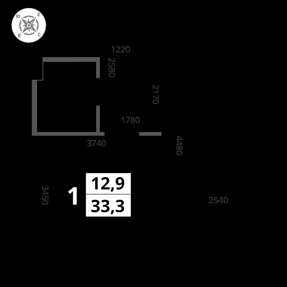 1-комнатная, 33,3 м² — 11 741 846 ₽
