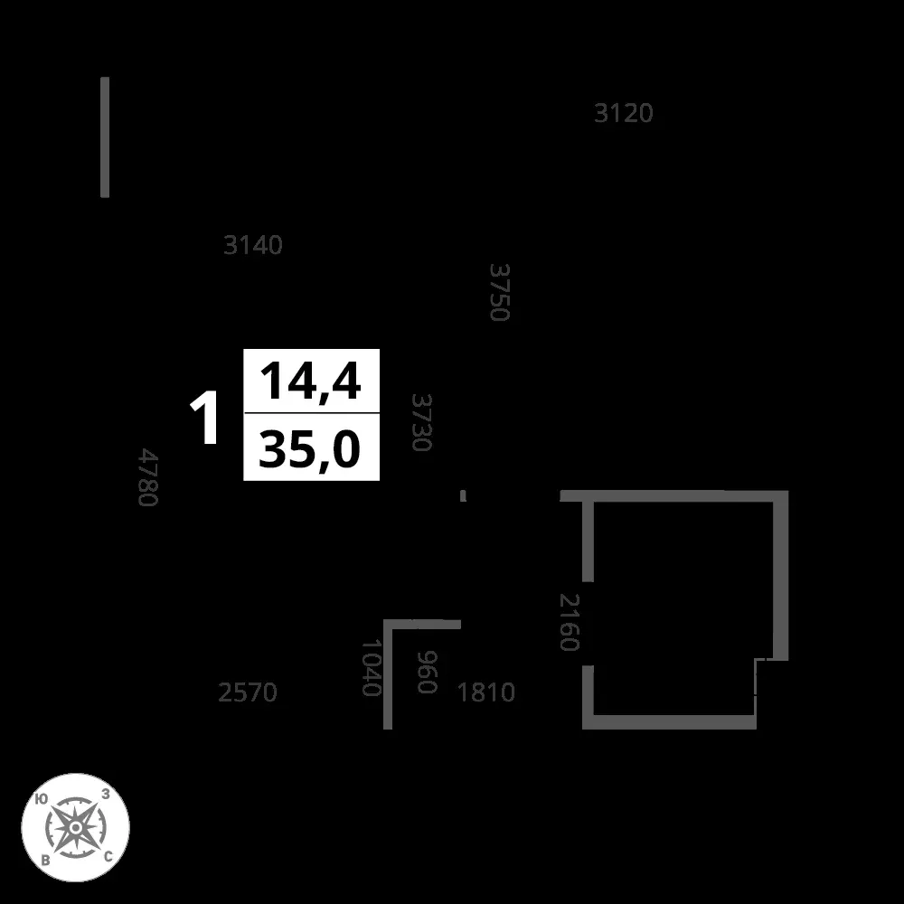 1-комнатная, 35 м² — 11 581 290 ₽