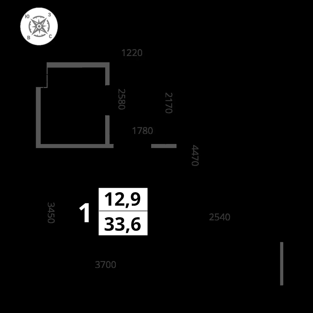 1-комнатная, 33,6 м² — 10 989 922 ₽