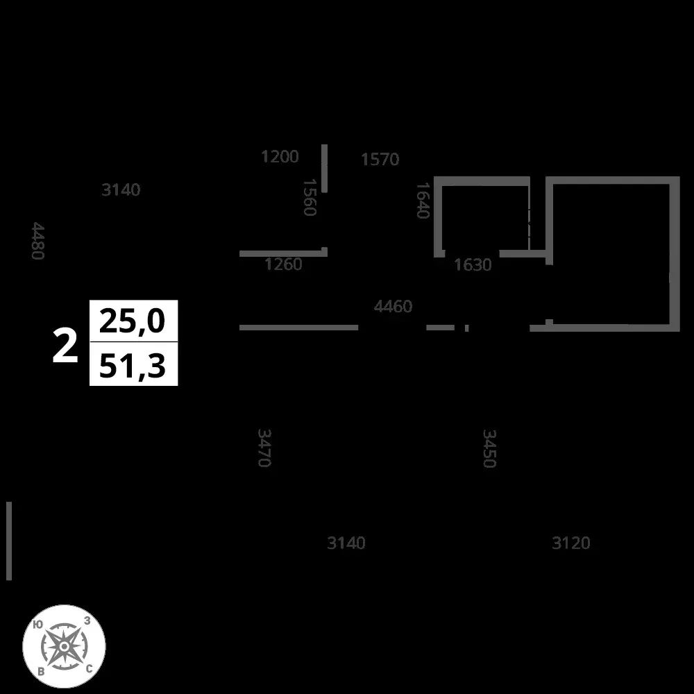 2-комнатная, 51,3 м² — 15 121 368 ₽