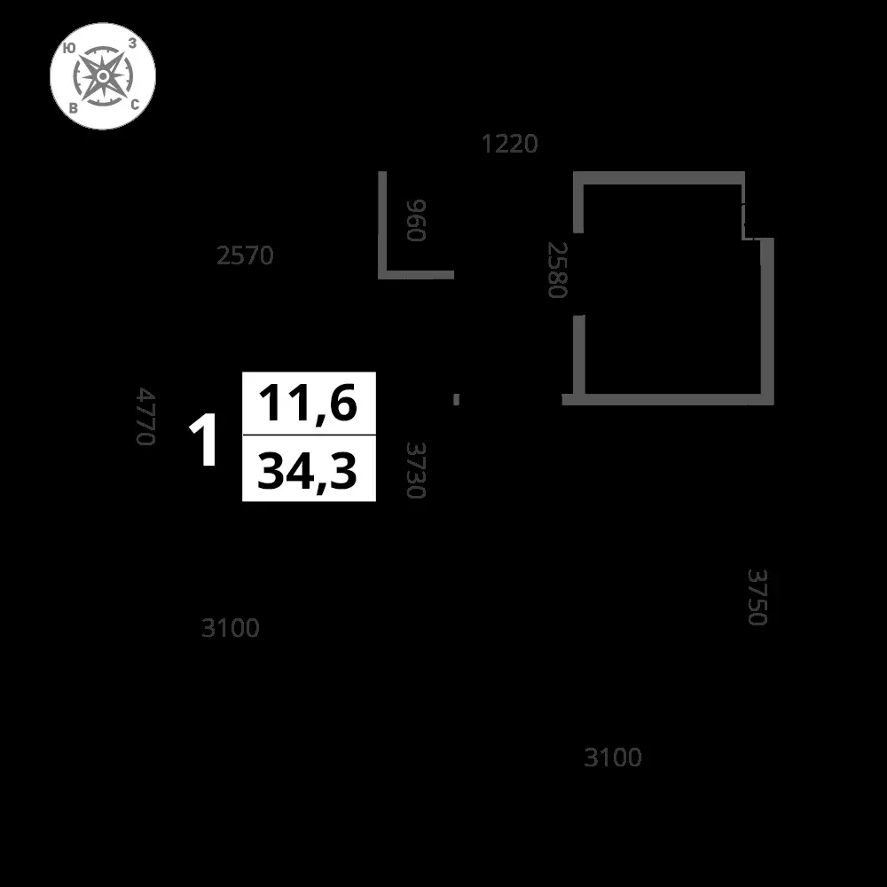 1-комнатная, 34,3 м² — 11 218 878 ₽