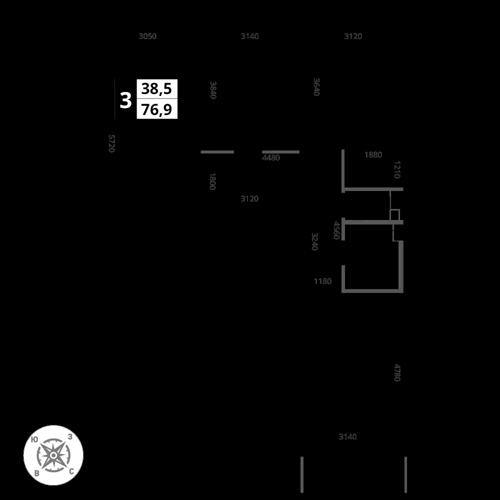 3-комнатная, 76,9 м² — 21 078 598 ₽
