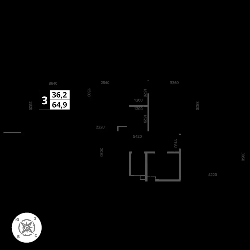 3-комнатная, 64,9 м² — 17 847 565 ₽