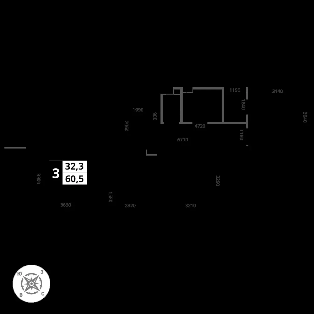 3-комнатная, 60,5 м² — 18 289 150 ₽