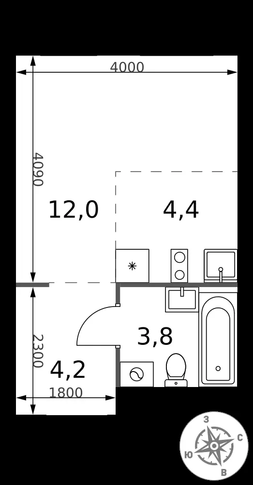 Студия, 24,4 м² — 6 926 818 ₽