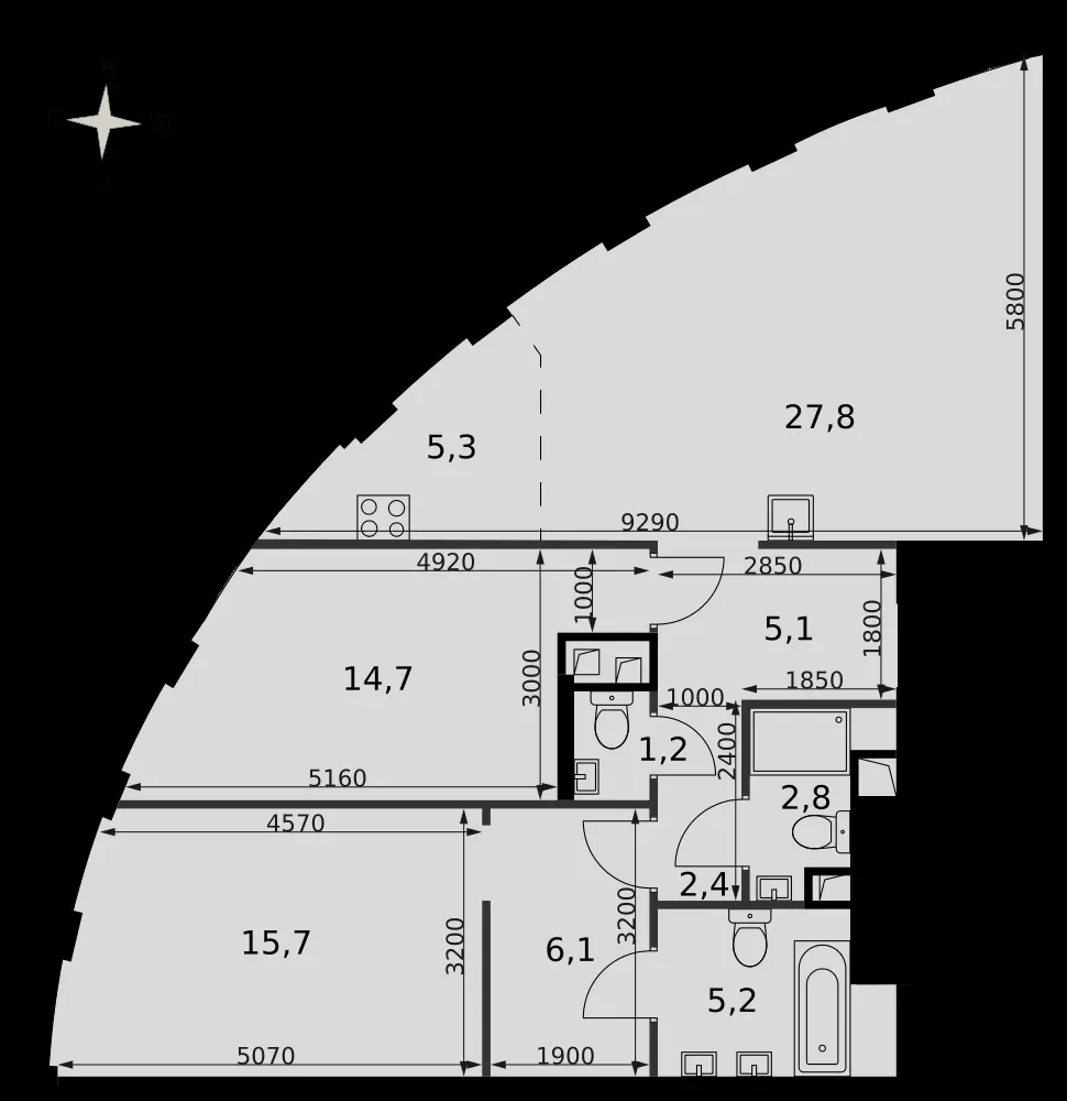 3-комнатная, 86,1 м² — 63 906 864 ₽