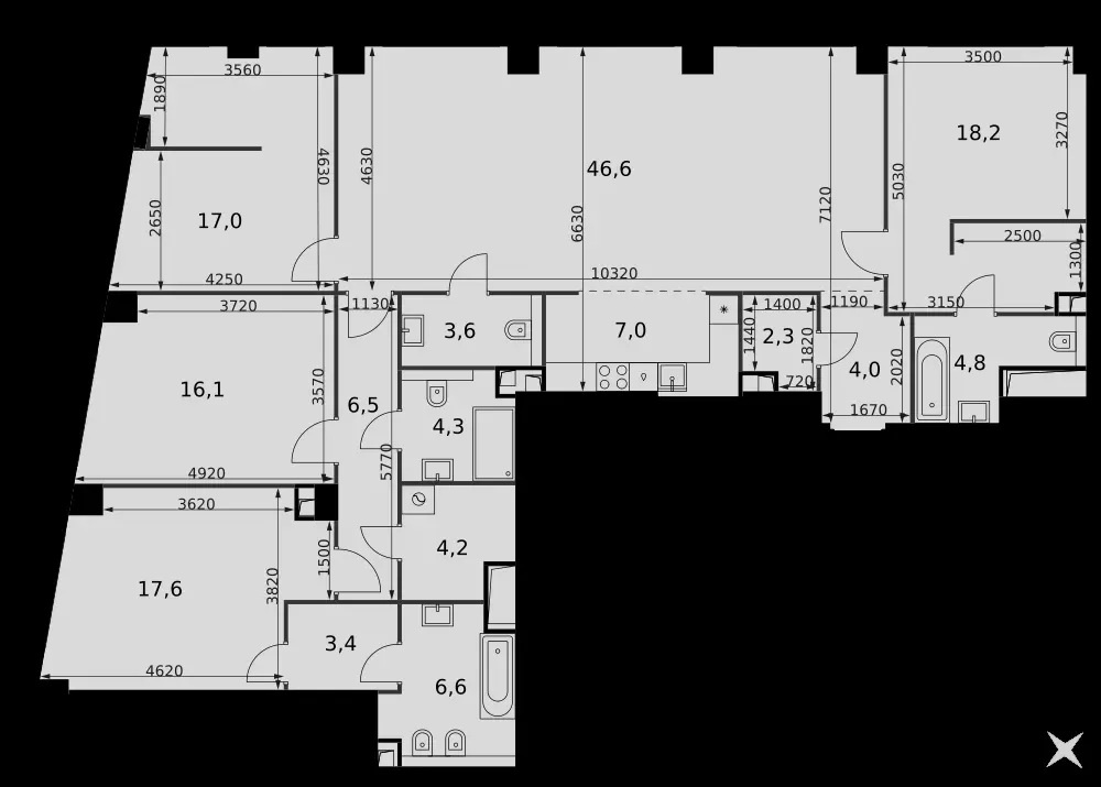 5-комнатная, 162,2 м² — 117 636 523 ₽