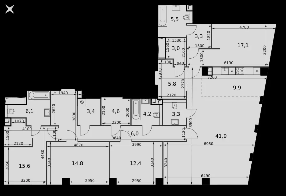 5-комнатная, 166,9 м² — 138 950 258 ₽