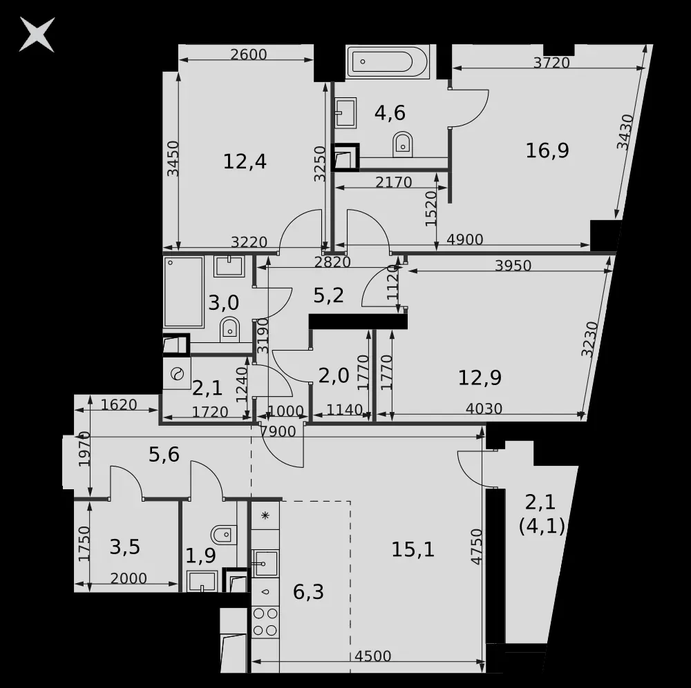 4-комнатная, 93,6 м² — 56 325 485 ₽