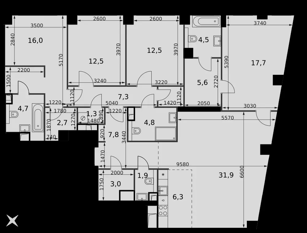 5-комнатная, 140,5 м² — 88 662 525 ₽