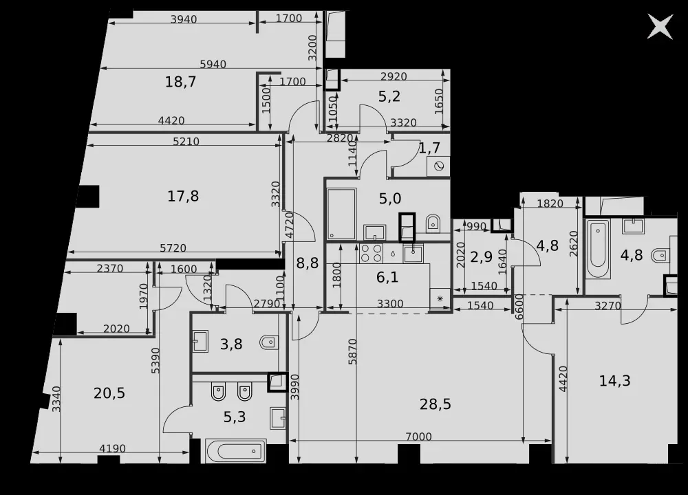 5-комнатная, 148,2 м² — 86 259 514 ₽