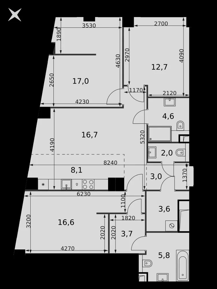 4-комнатная, 93,8 м² — 56 459 064 ₽