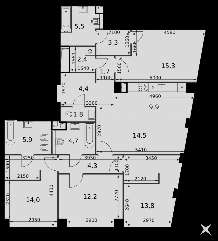 5-комнатная, 113,7 м² — 94 507 440 ₽
