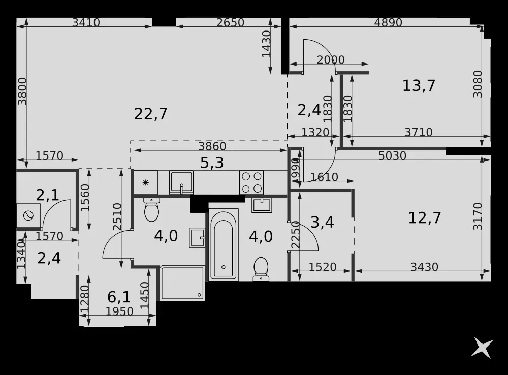 3-комнатная, 78,8 м² — 46 915 471 ₽