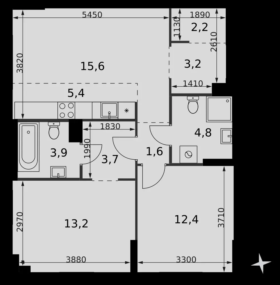 3-комнатная, 66 м² — 38 913 732 ₽