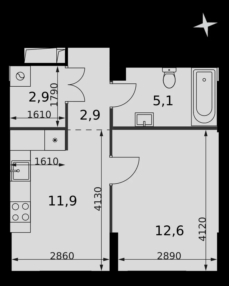1-комнатная, 35,4 м² — 30 108 054 ₽