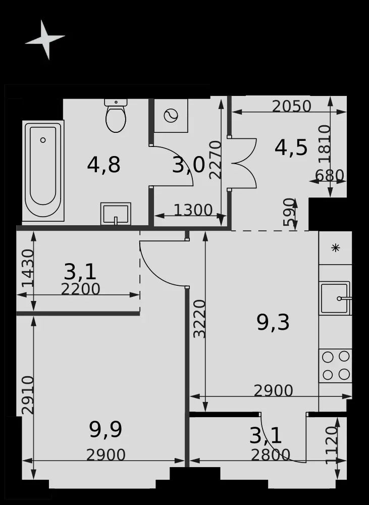 1-комнатная, 37,7 м² — 24 791 520 ₽
