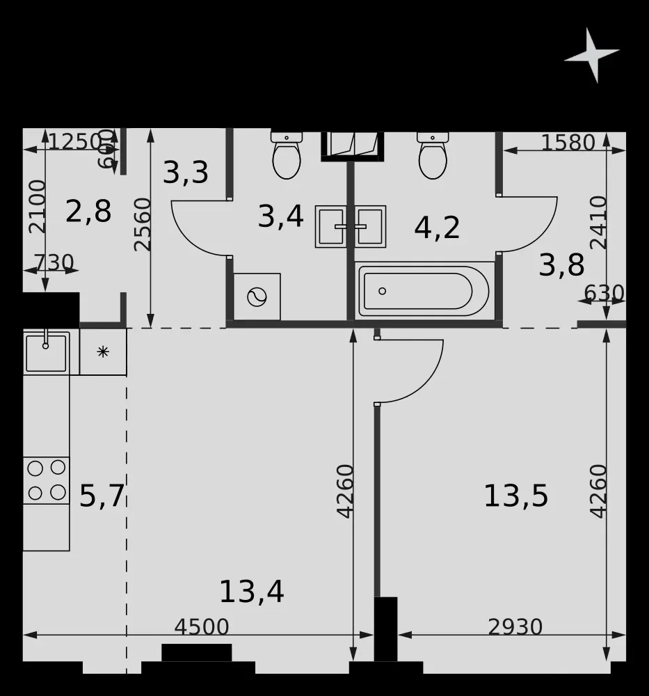 2-комнатная, 50,1 м² — 29 877 887 ₽