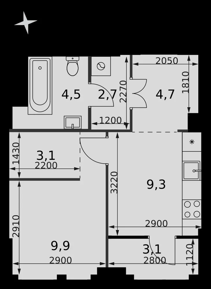 1-комнатная, 37,3 м² — 24 640 380 ₽