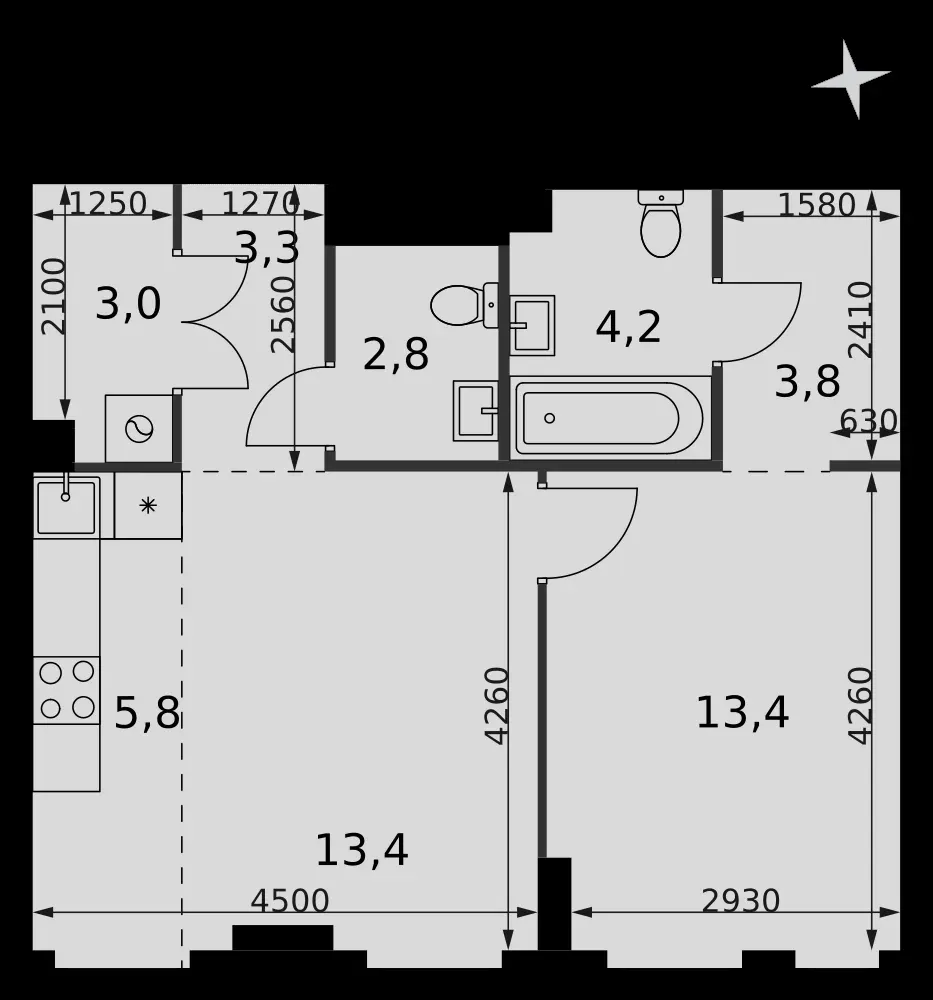 2-комнатная, 49,7 м² — 29 792 417 ₽