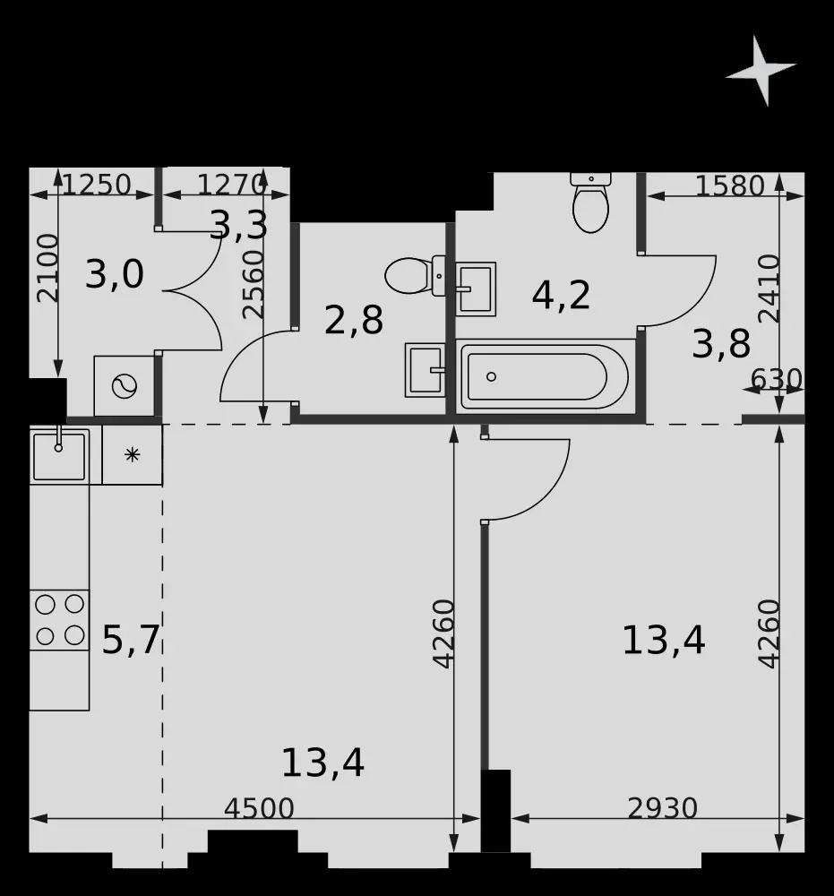 2-комнатная, 49,6 м² — 30 324 448 ₽