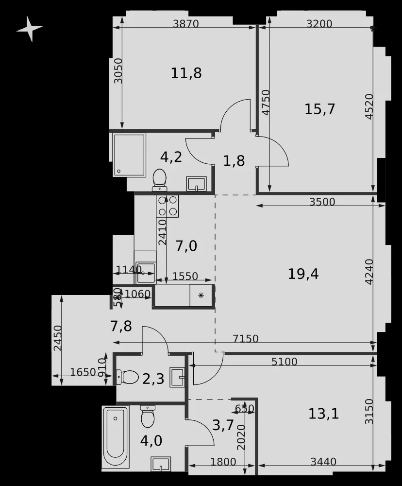 4-комнатная, 90,8 м² — 58 982 227 ₽
