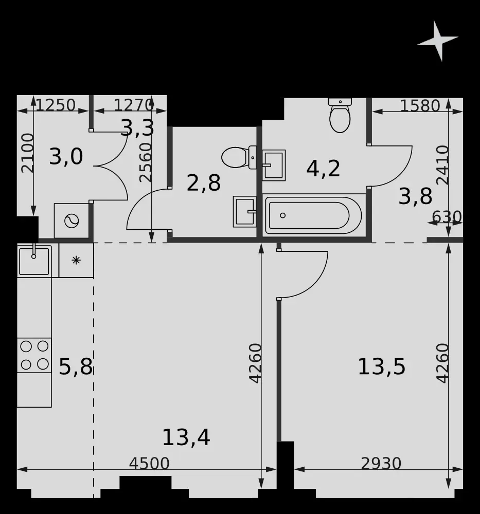 2-комнатная, 49,8 м² — 30 516 444 ₽