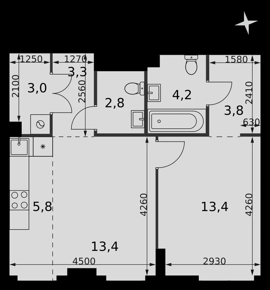 2-комнатная, 49,7 м² — 30 594 326 ₽