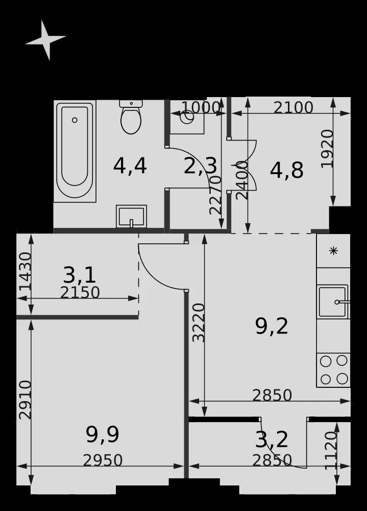 1-комнатная, 36,9 м² — 28 870 560 ₽