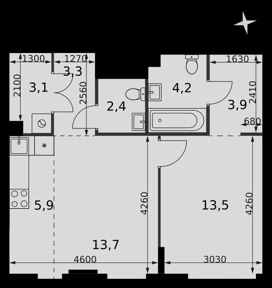 2-комнатная, 50 м² — 35 408 450 ₽