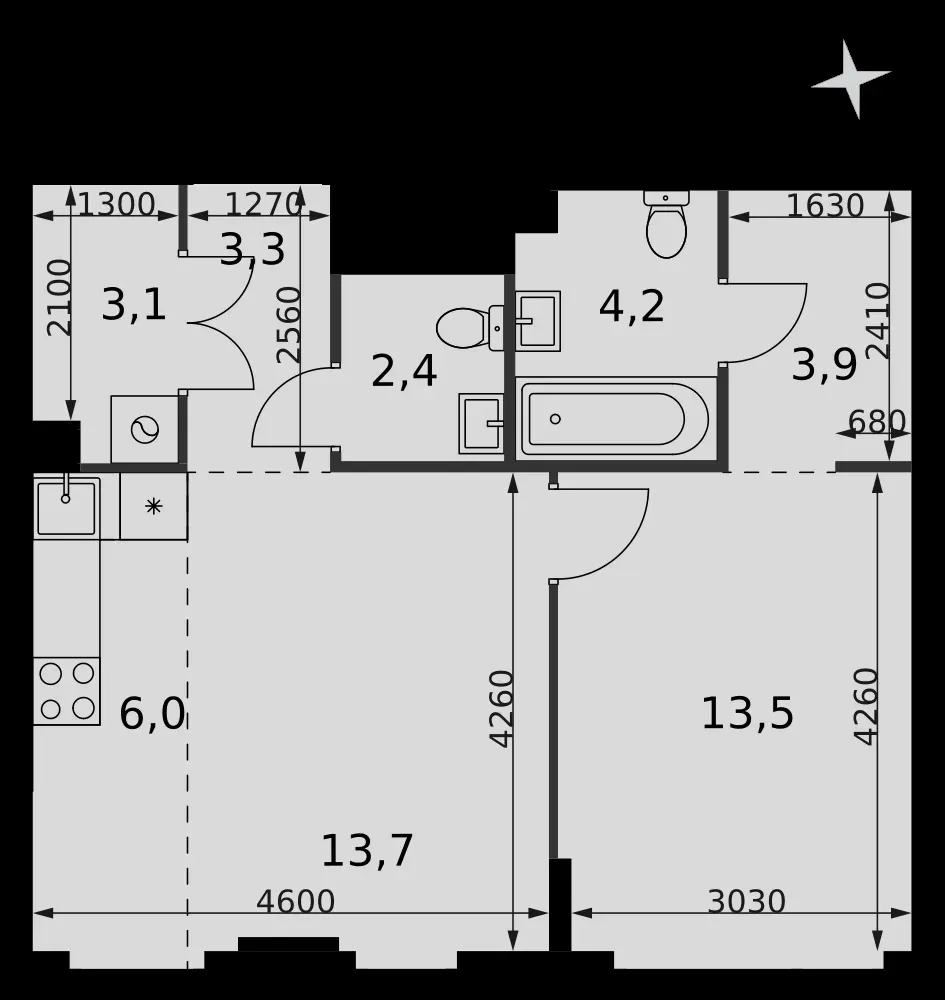 2-комнатная, 50,1 м² — 37 832 464 ₽