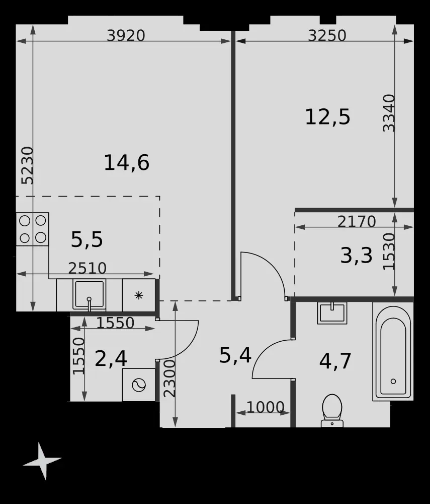 2-комнатная, 48,4 м² — 37 554 964 ₽