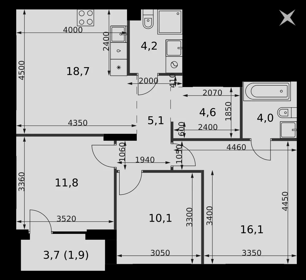 4-комнатная, 76,5 м² — 35 766 657 ₽
