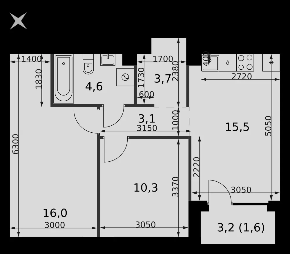 3-комнатная, 54,8 м² — 28 439 885 ₽