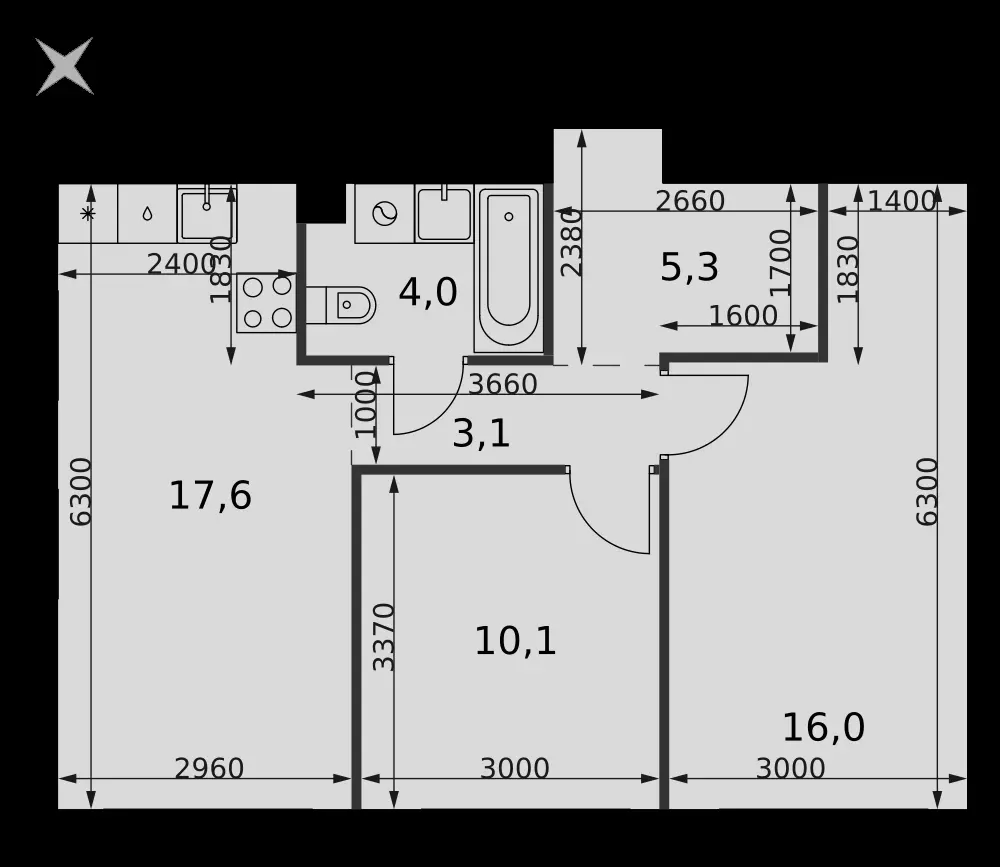 3-комнатная, 56,1 м² — 36 290 697 ₽