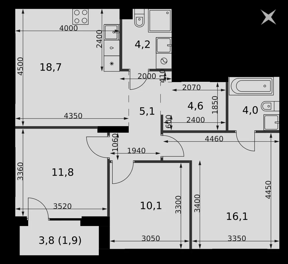 4-комнатная, 76,5 м² — 44 003 336 ₽