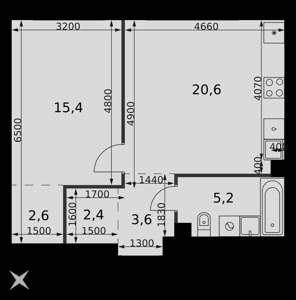 2-комнатная, 49,8 м² — 30 262 464 ₽