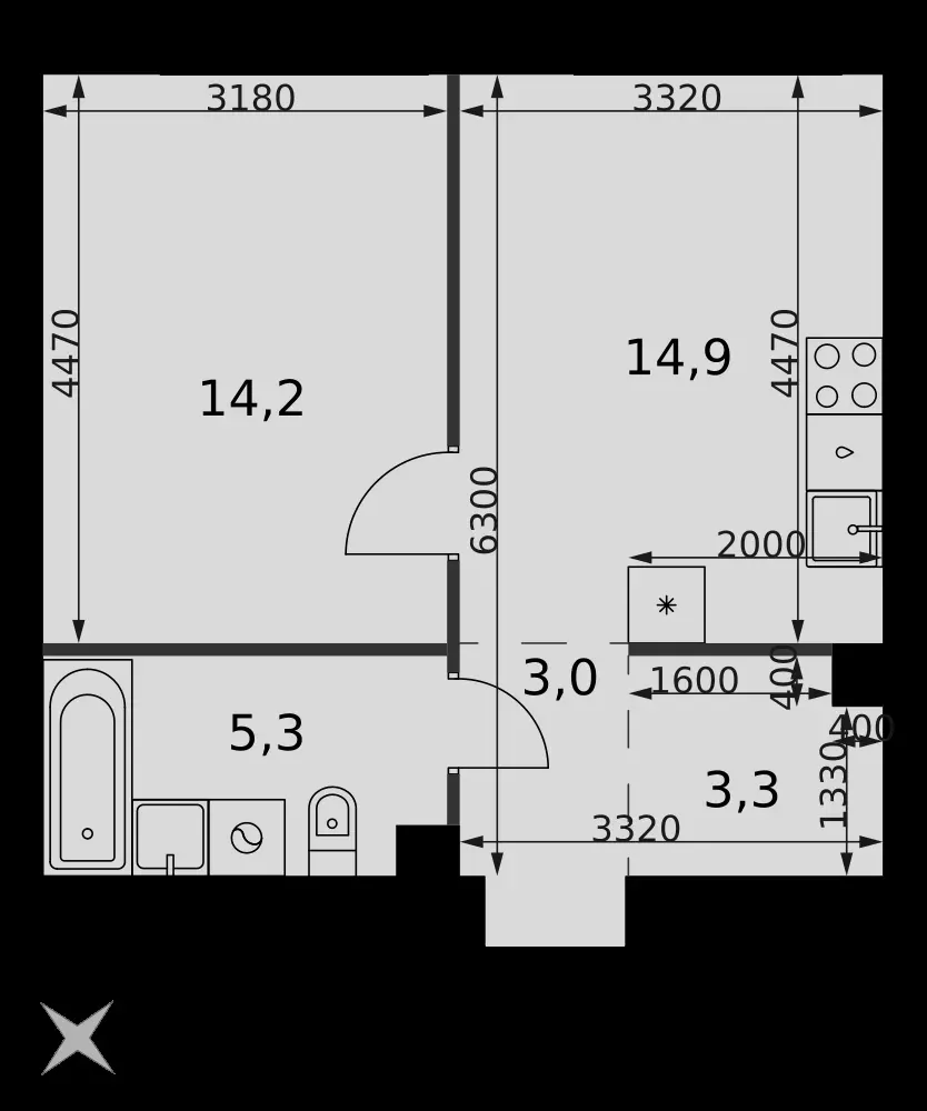 1-комнатная, 40,7 м² — 21 871 366 ₽