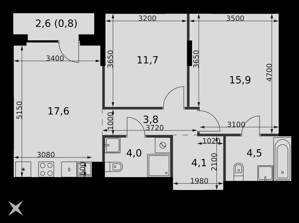 3-комнатная, 62,4 м² — 34 682 232 ₽