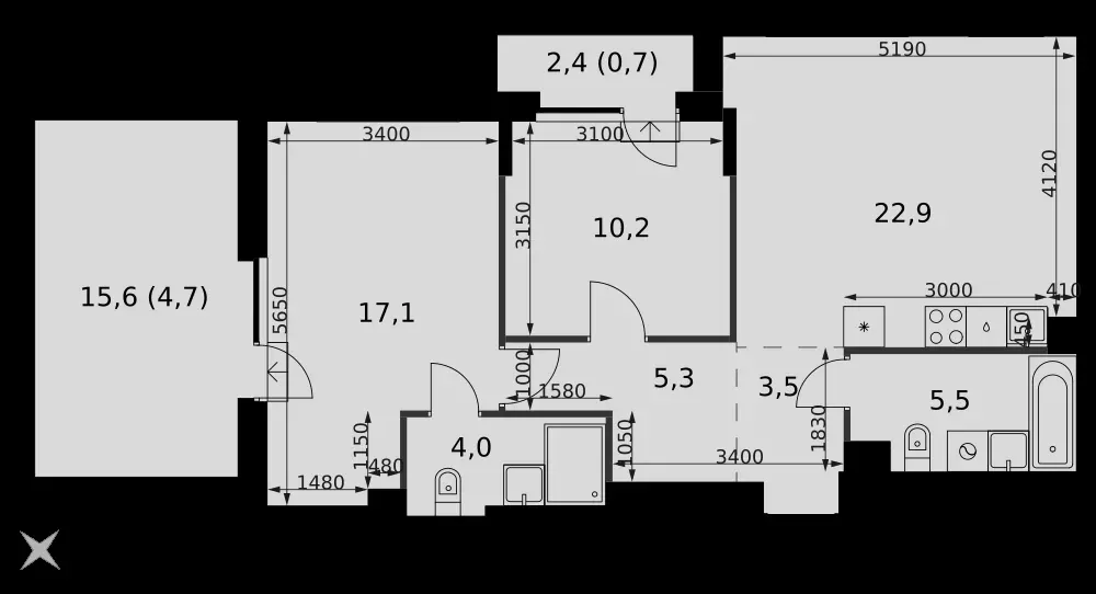 3-комнатная, 73,9 м² — 63 442 707 ₽