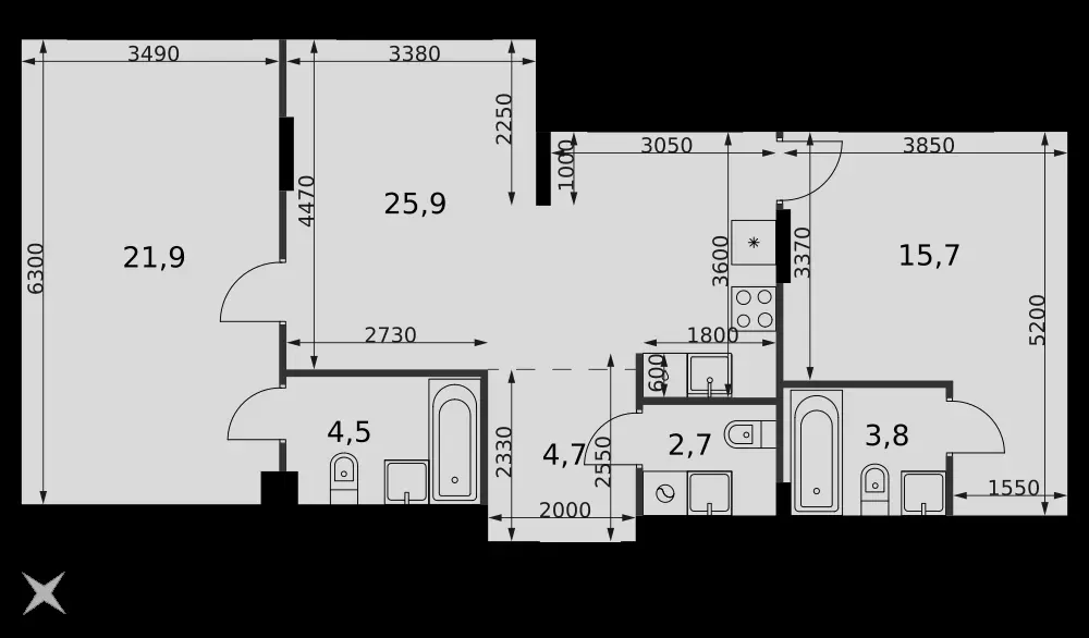 3-комнатная, 79,2 м² — 43 502 659 ₽