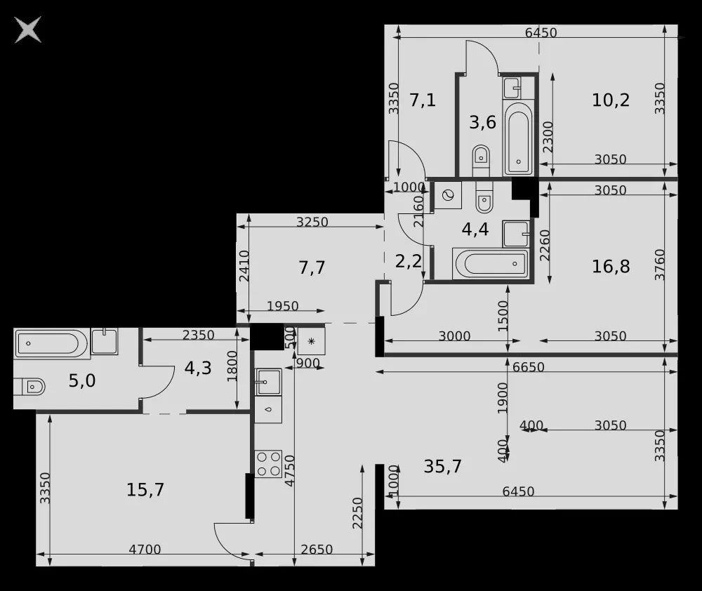 4-комнатная, 112,7 м² — 69 550 100 ₽